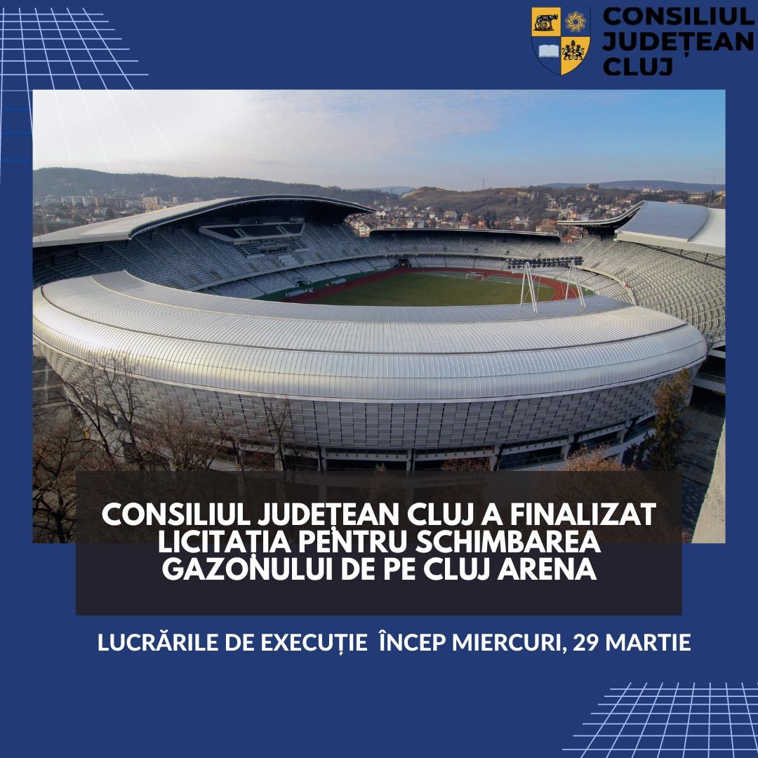 De mâine, 28 martie, va începe înlocuirea gazonului de pe Cluj Arena