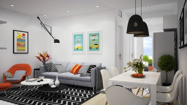 Apartament in stil scandinav: simplitate, arta si culoare