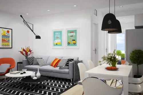 Apartament in stil scandinav: simplitate, arta si culoare
