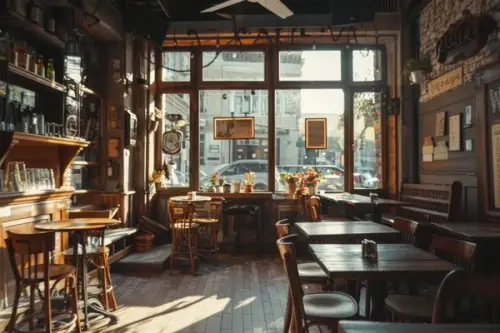 Amenajarea unei cafenele rustice într-un centru urban