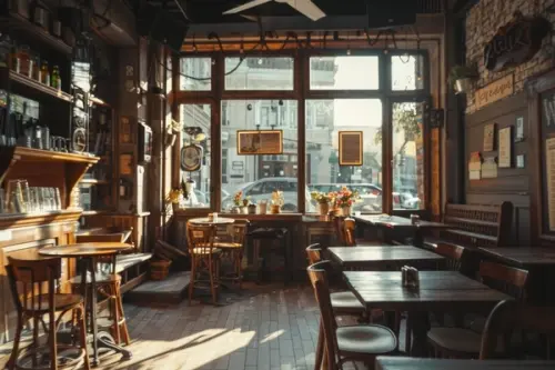 Amenajarea unei cafenele rustice într-un centru urban