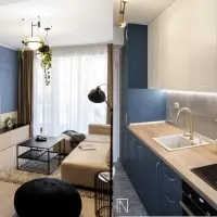 Povestea unui apartament de doua camere amenajat in nuante neutre, pamantii, si accente de albastru