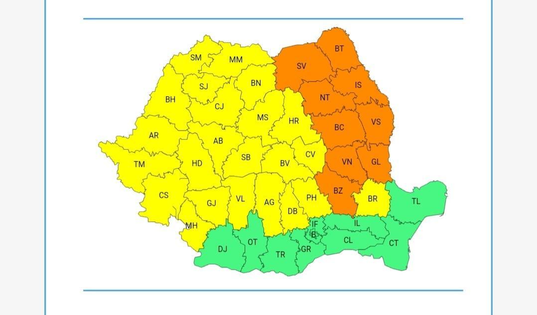 E cod galben de vreme instabilă în județul Cluj