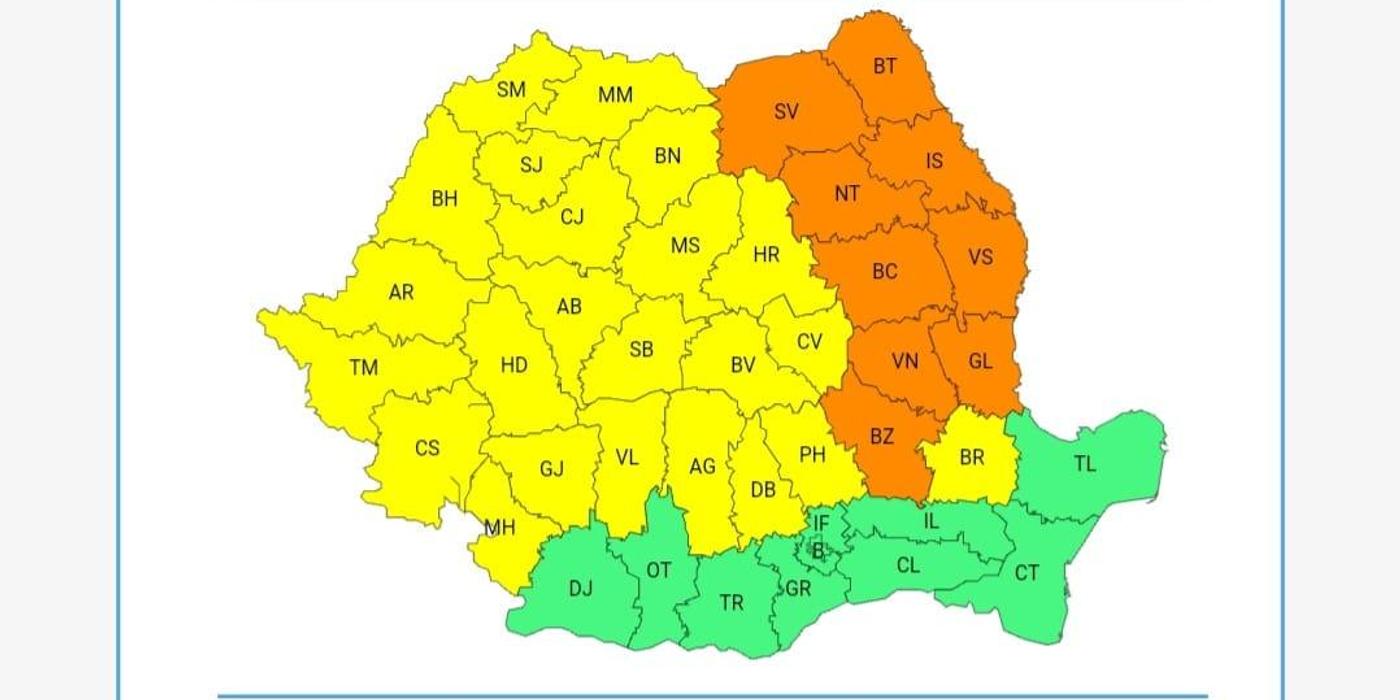 E cod galben de vreme instabilă în județul Cluj