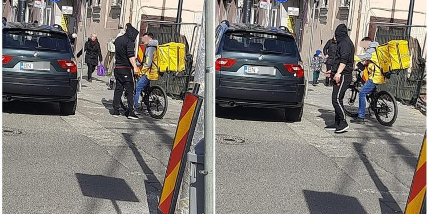 Joi, 30 martie, un curier Glovo a fost amenințat de un șofer lângă Platinia
