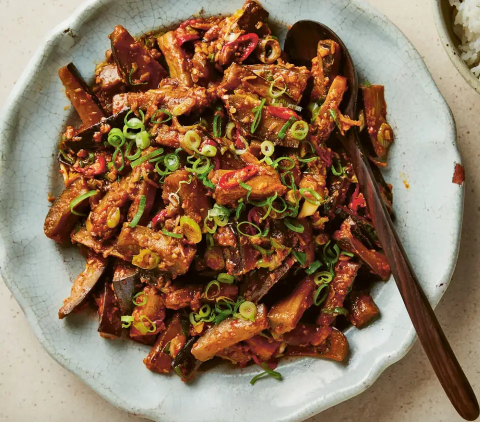 Spicy Eggplant with Yellow Soybeans - A Romanian Asian Interpretation