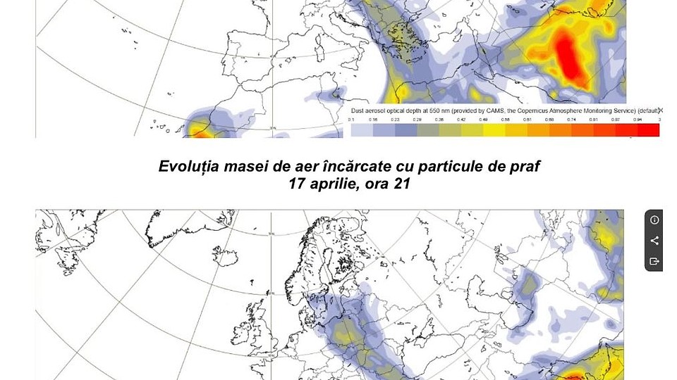 Un nou val de praf saharian se îndreaptă spre România. Bucureștiul, din nou vizat. ANM: Depunerile pot deveni vizibile în timpul ploilor