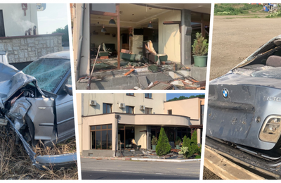 Un BMW a intrat duminică dimineața, în jurul orei 4.00, în restaurantul Han KM 17 din Jucu