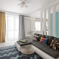 Apartament luminos de 2 camere in tonuri de albastru turcoaz