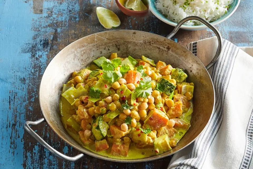 Romanian Curry with Spring Greens and Chickpeas