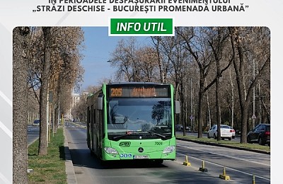 Traseul liniei 205, modificat în weekenduri până pe 12 octombrie, pentru evenimentul „Străzi Deschise”