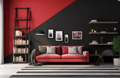 Living Room in Red and Black: A Dynamic Space