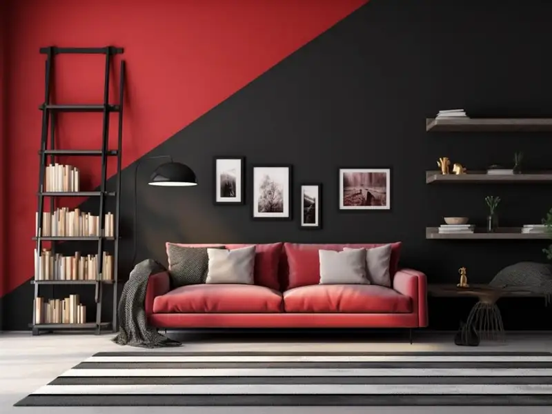 Sufragerie în roșu și negru, un spațiu plin de dinamism