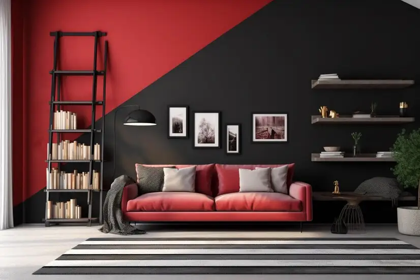 Living Room in Red and Black: A Dynamic Space