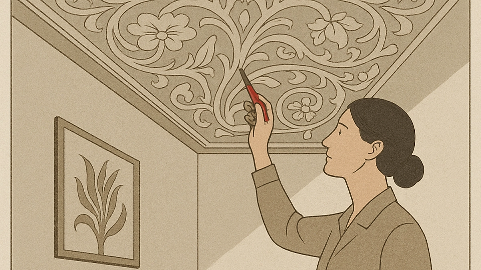 Art Nouveau pe tavan – cum folosești pattern sculptat