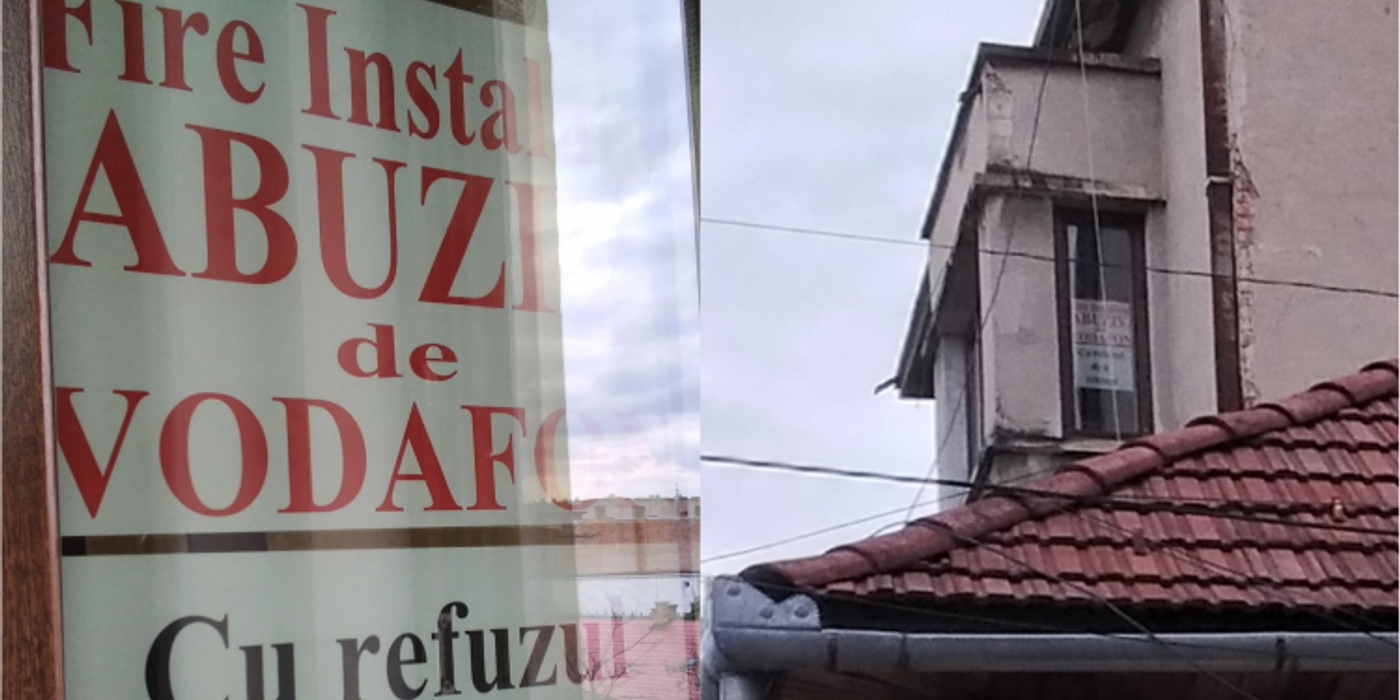 O clujeancă se luptă cu gigantul Vodafone, pe care vrea să îl determine să taie cablurile montate pe peretele locuinței și pe acoperiș