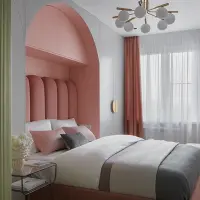 O amenajare de 56 mp in nuante de roz prafuit si linii curbate