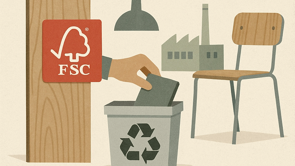 Lemn FSC și metal reciclat într-un design industrial sustenabil