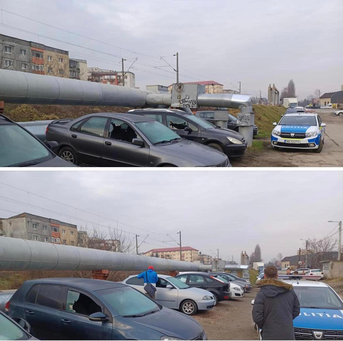 Zeci de mașini au fost vandalizate pe o stradă din Cluj-Napoca