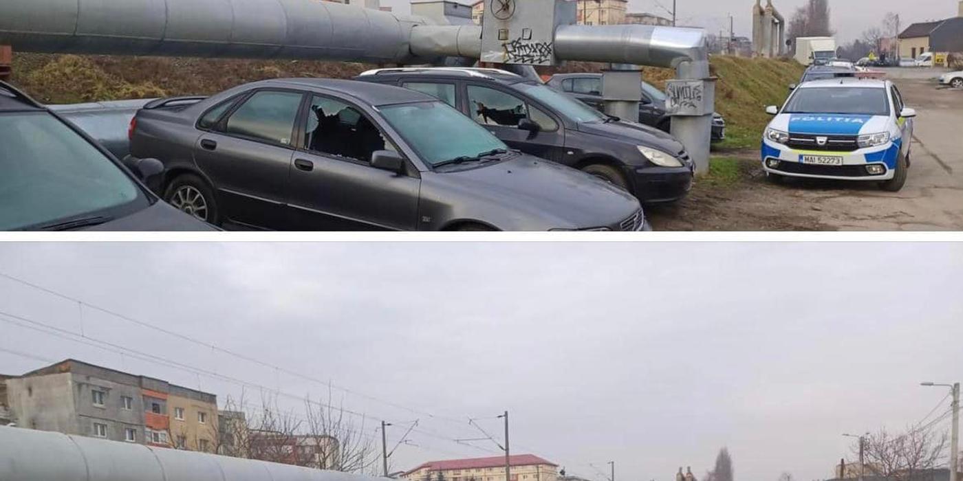 Zeci de mașini au fost vandalizate pe o stradă din Cluj-Napoca