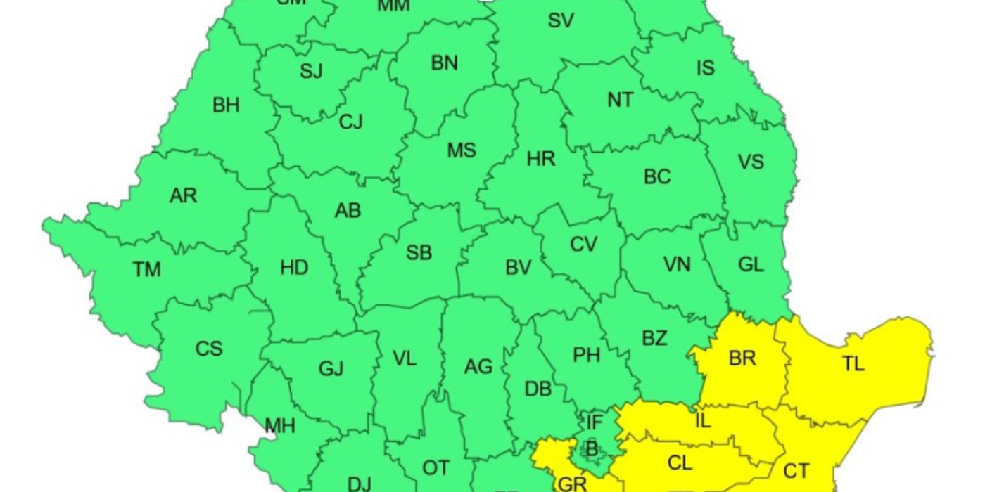 Cod galben de ploi însemnate cantitativ în Constanța și Tulcea. Recomandări pentru locuitori