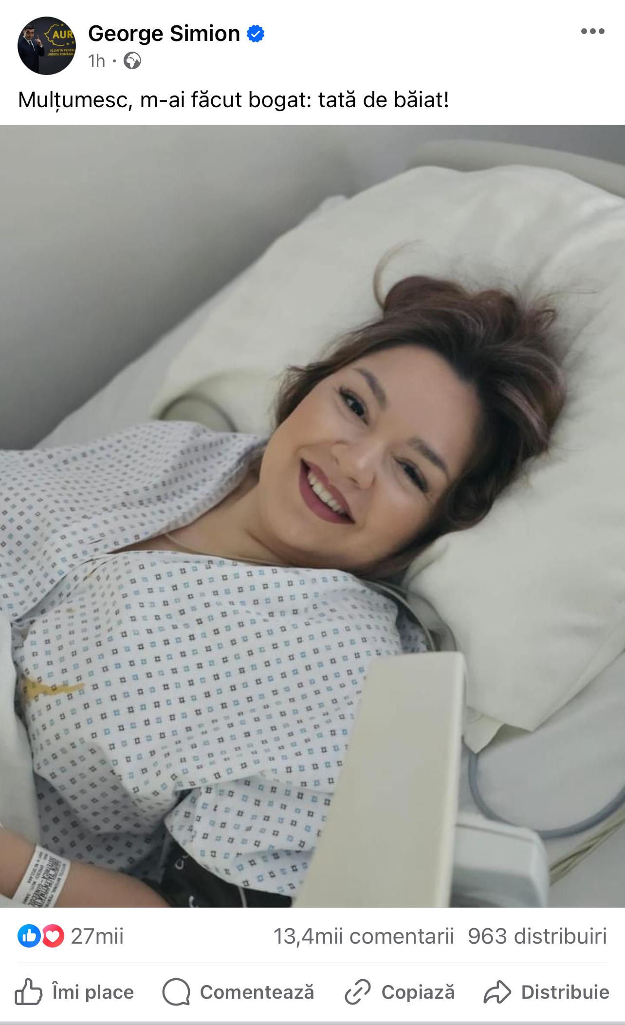 Soția lui George Simion a născut un băiețel