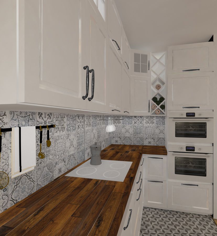 Bucatarie amenajata in stil scandinav cu nuante rustice