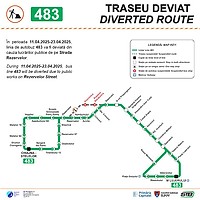 Modificări temporare ale traseului liniei 483 în Chiajna, în perioada 11–23 aprilie 2025