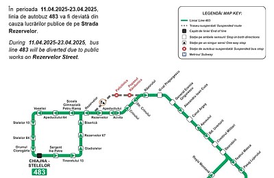 Modificări temporare ale traseului liniei 483 în Chiajna, în perioada 11–23 aprilie 2025