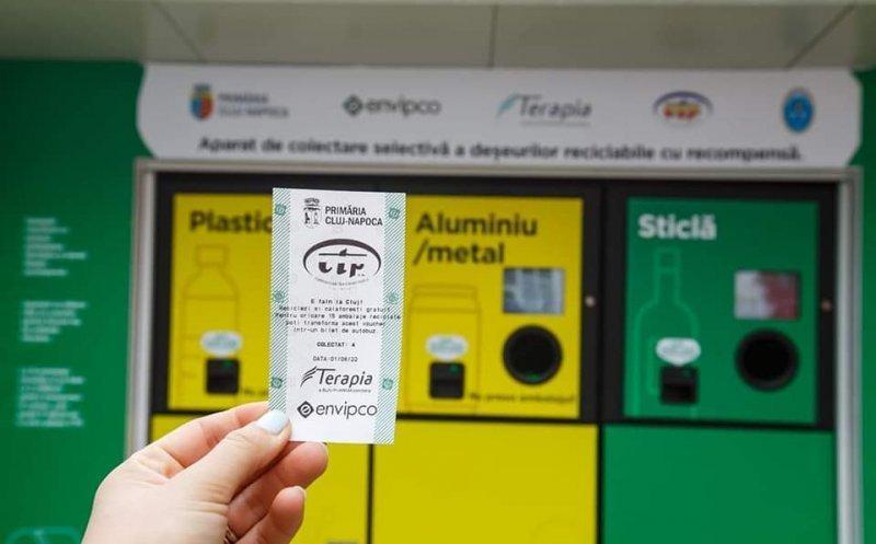 15 ambalaje reciclate pentru bilete cu două călătorii pentru transportul public urban, în Cluj Napoca