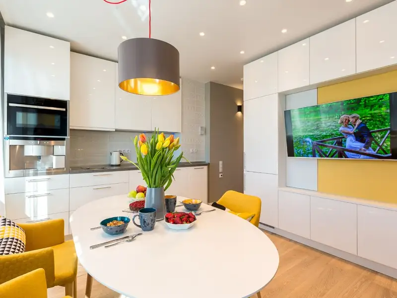 Un apartament de doar 39 mp spatiu luminos cu accente de culoare