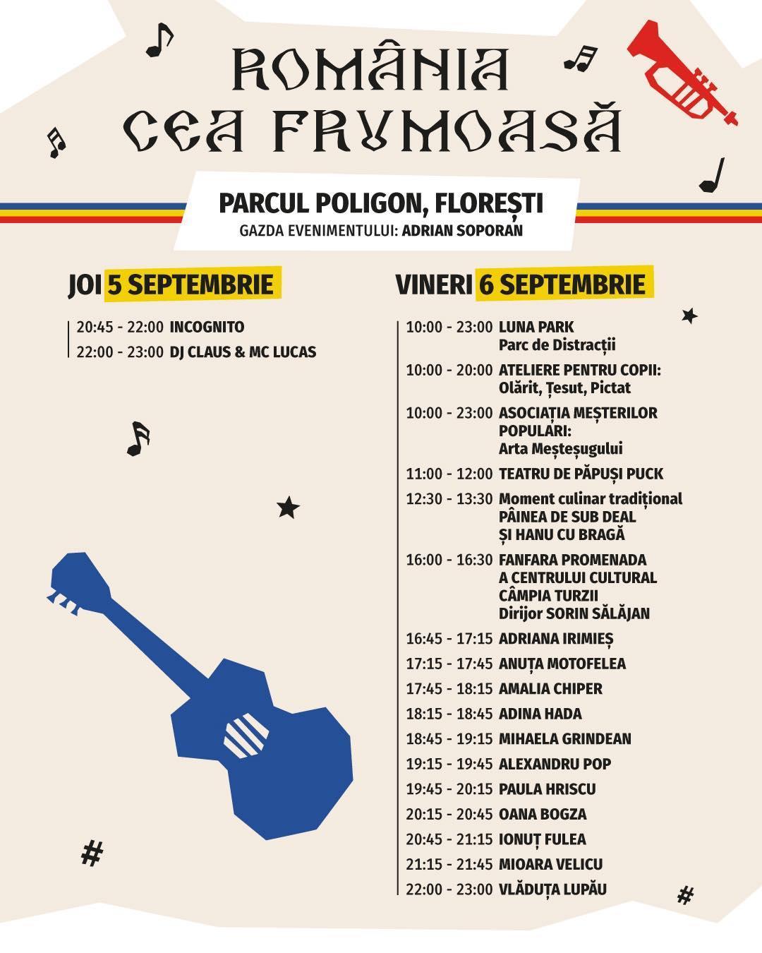 A treia ediție a festivalului “România cea Frumoasă” continuă astăzi, 6 august, în Parcul Poligon din Florești