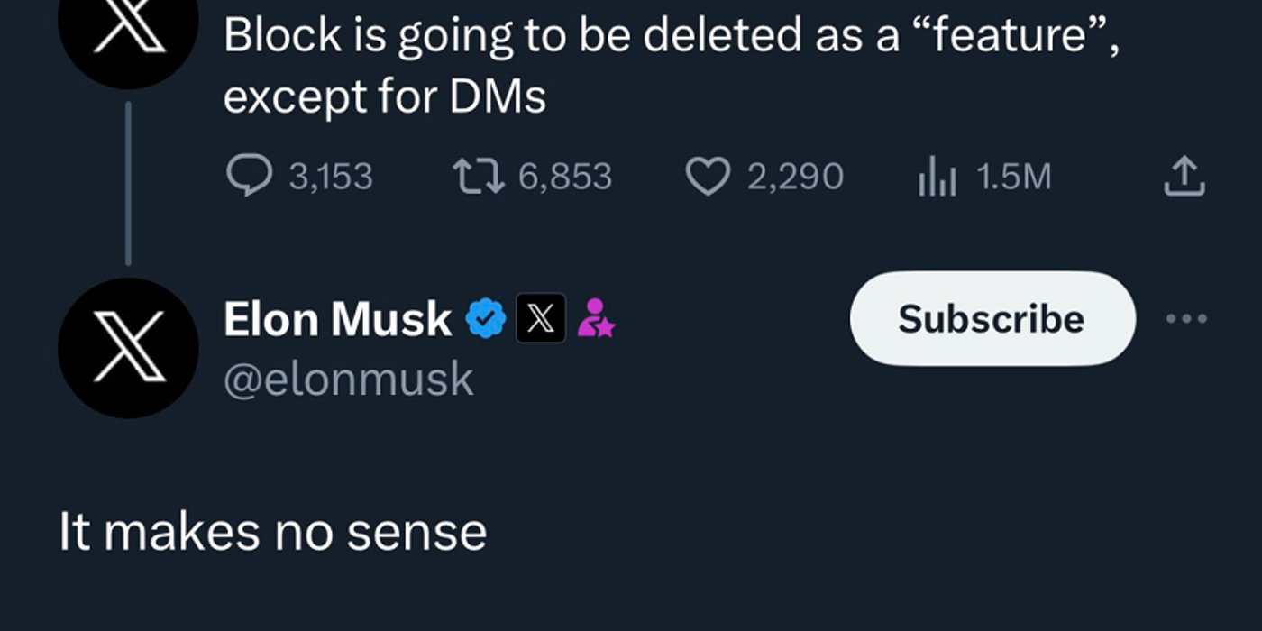 Musk anunţă că, în curând, nu va mai fi posibilă blocarea unor utilizatori pe reţeaua de socializare X, fosta Twitter