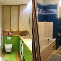 Amenajare de baie moderna cu accente fresh de verde