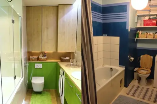 Amenajare de baie moderna cu accente fresh de verde