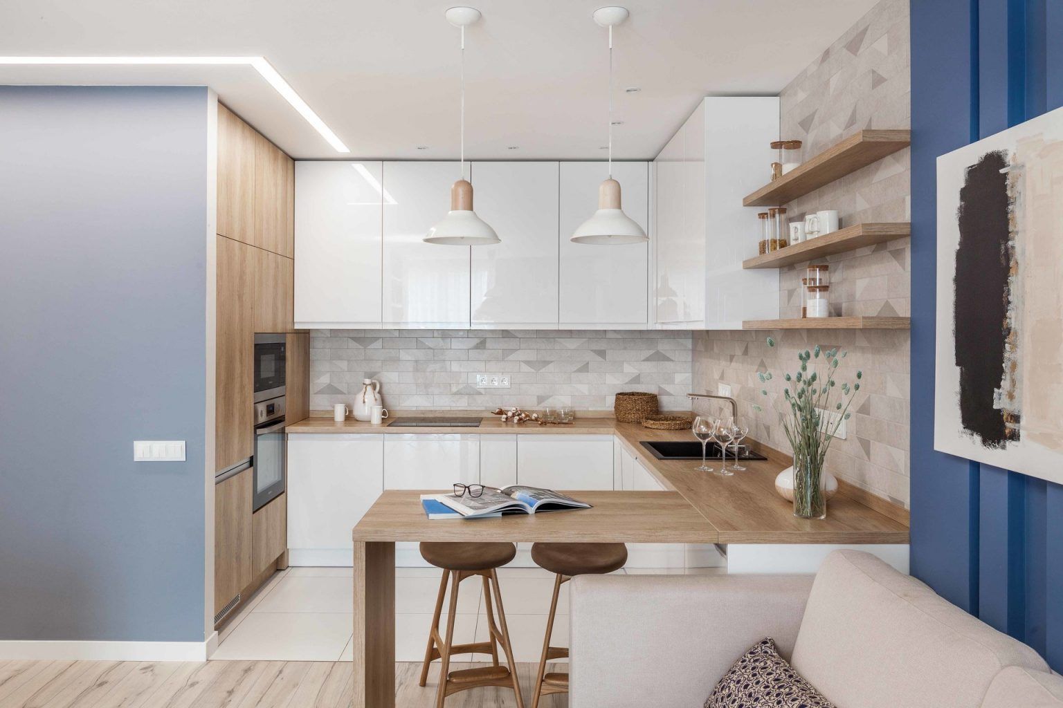 Amenajare moderna in nuante de bleu si gri