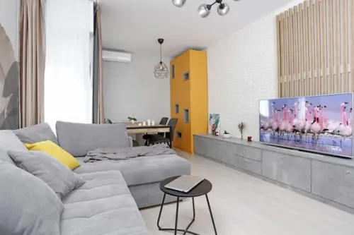 Modern si luminos Amenajare in tonuri de gri apartament de 3 camere din Bucuresti