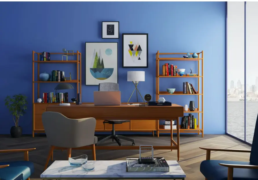 Amenajarea biroului din sufragerie în stil modernist-minimalist