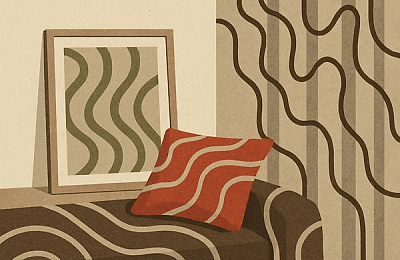 Patternuri curbilinii pe textile și perdele moderne