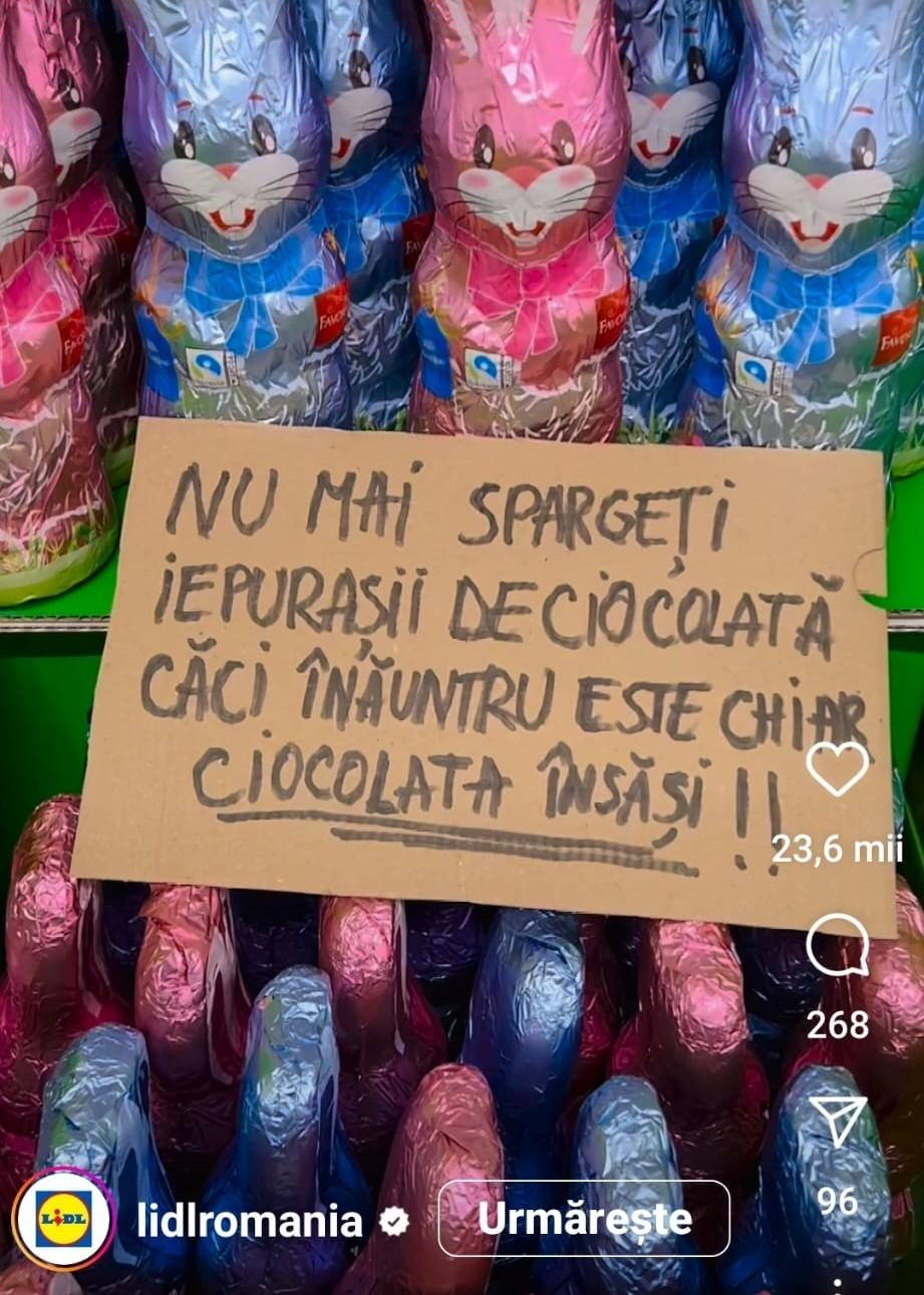 Lidl şi Heidi, după ce au apărut clipuri pe Tik Tok despre existenţa banilor în figurinele de Paşte, ducând la deteriorarea produselor: Înauntru este chiar ciocolata însăşi! FOTO
