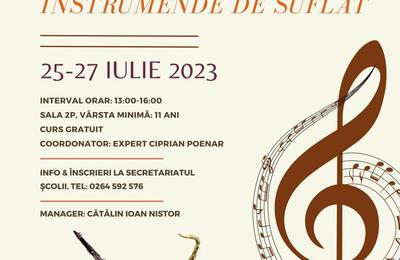 În perioada 25-27 iulie 2023, Școala Populară de Arte ,,Tudor Jarda” organizează un curs de vară la instrumente de suflat