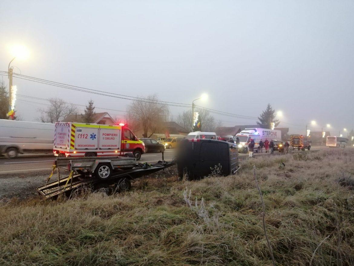 Accident în această dimineață în comuna Jucu din cauza unei șoferițe neatente