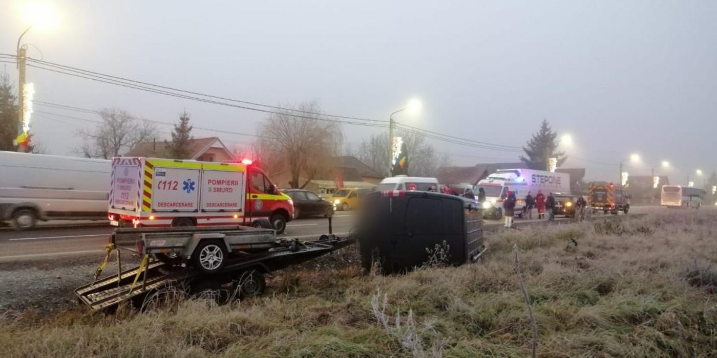 Accident în această dimineață în comuna Jucu din cauza unei șoferițe neatente