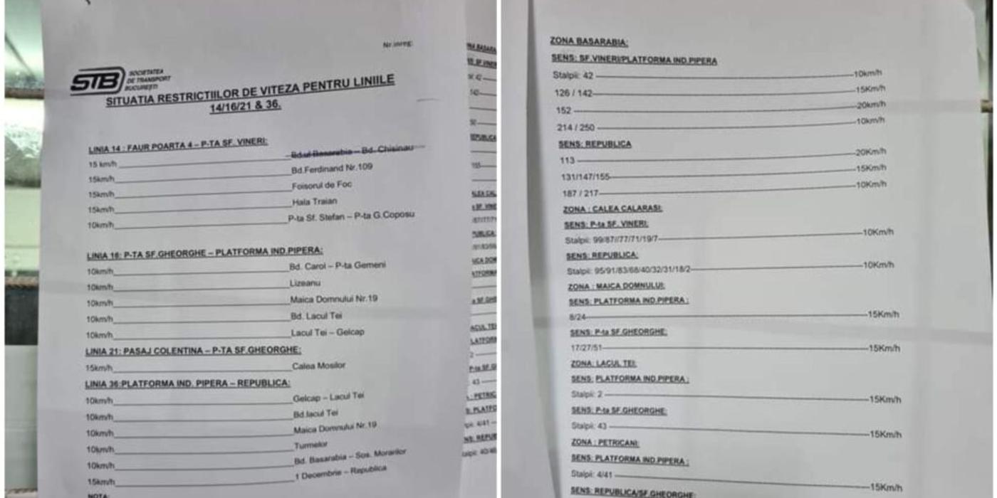 Limita de viteză cu care pot circula tramvaiele în București a fost redusă. Cauza o reprezintă șinele rupte