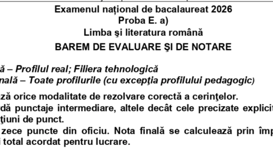 Baremele la Limba română, simulare Bac 2026, publicate de Ministerul Educației. Răspunsurile pentru profilurile real, uman și tehnologic