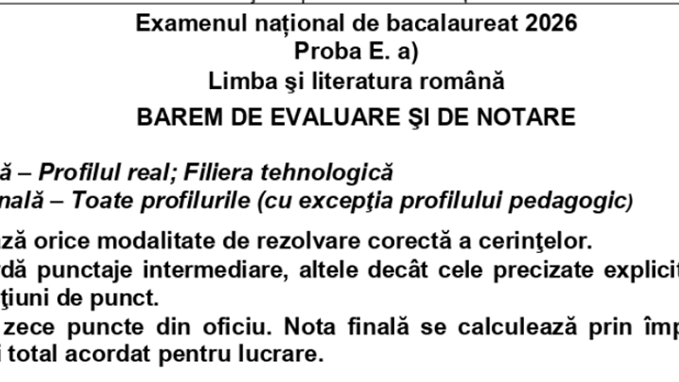 Baremele la Limba română, simulare Bac 2026, publicate de Ministerul Educației. Răspunsurile pentru profilurile real, uman și tehnologic