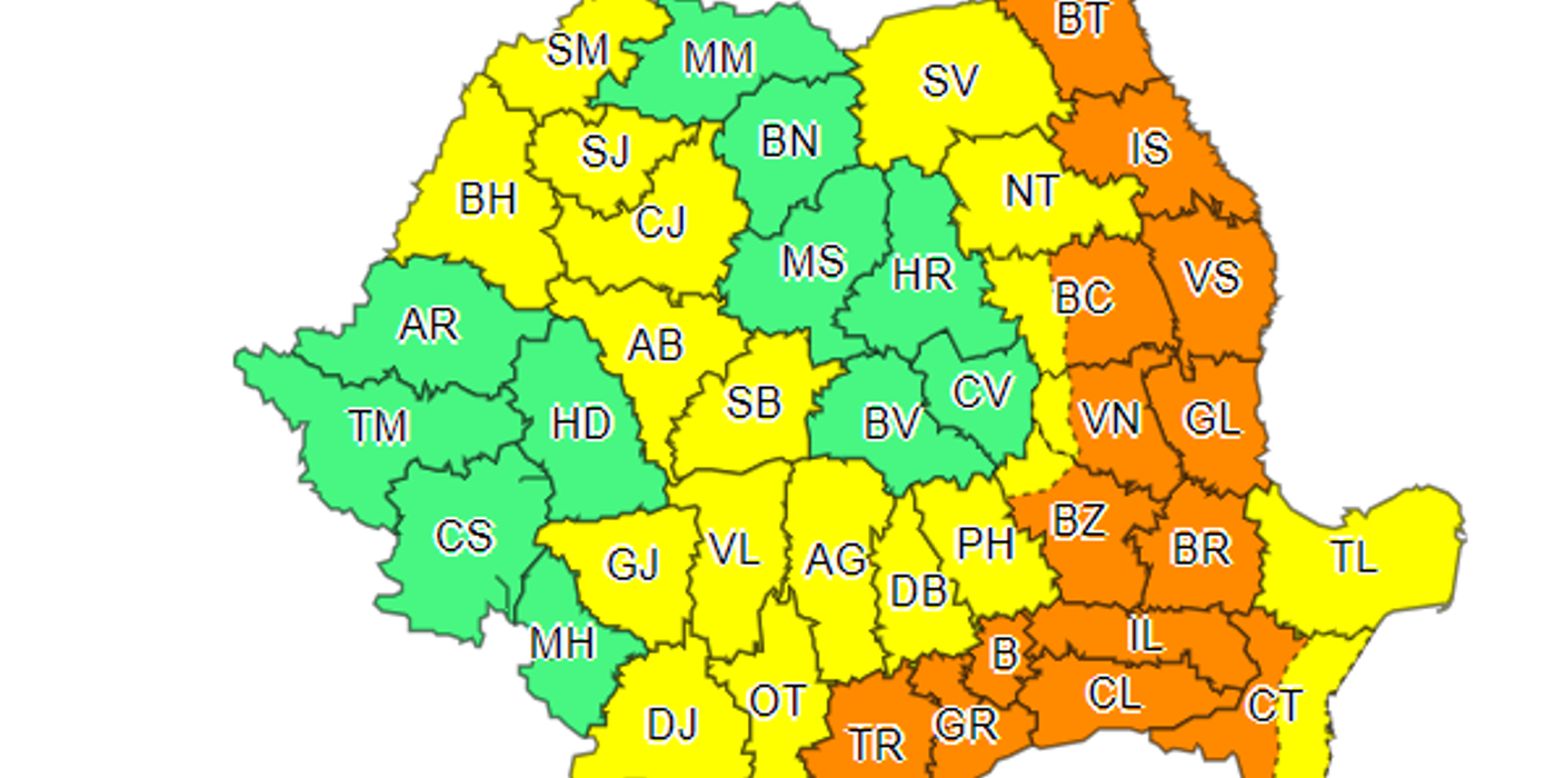 După caniculă, vin vijeliile! Zonele aflate de azi sub avertizare cod portocaliu și galben de furtuni