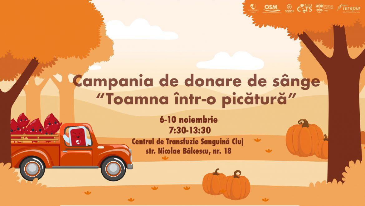 Campanie de donare de sânge intitulată ”Toamna într-o picătură”, demarată de studenții mediciniști din Cluj