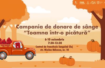 Campanie de donare de sânge intitulată ”Toamna într-o picătură”, demarată de studenții mediciniști din Cluj