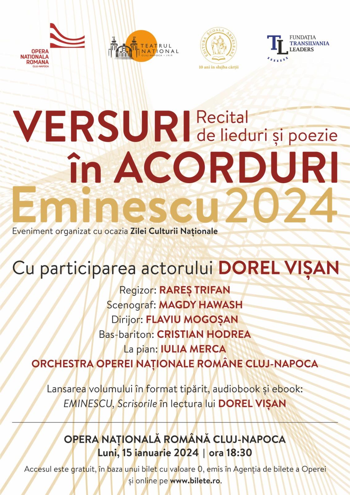 Recital de lieduri și poezie, în Sala Mare a Operei române din Cluj-Napoca în data de 15 ianuarie 2024